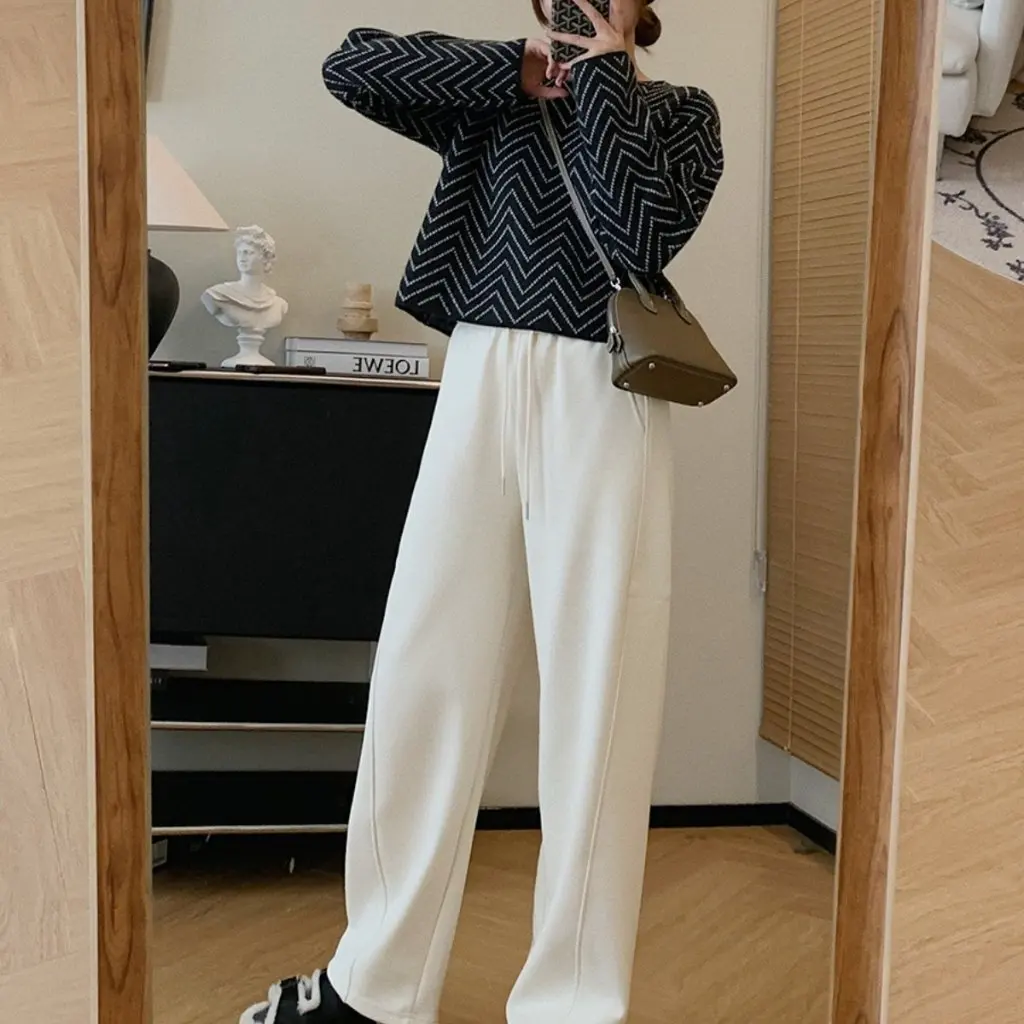 겨울용 히터 팬츠 800g C 코튼 실크 다운 와이드 레그 캐주얼 바지 수직 컷 F110106