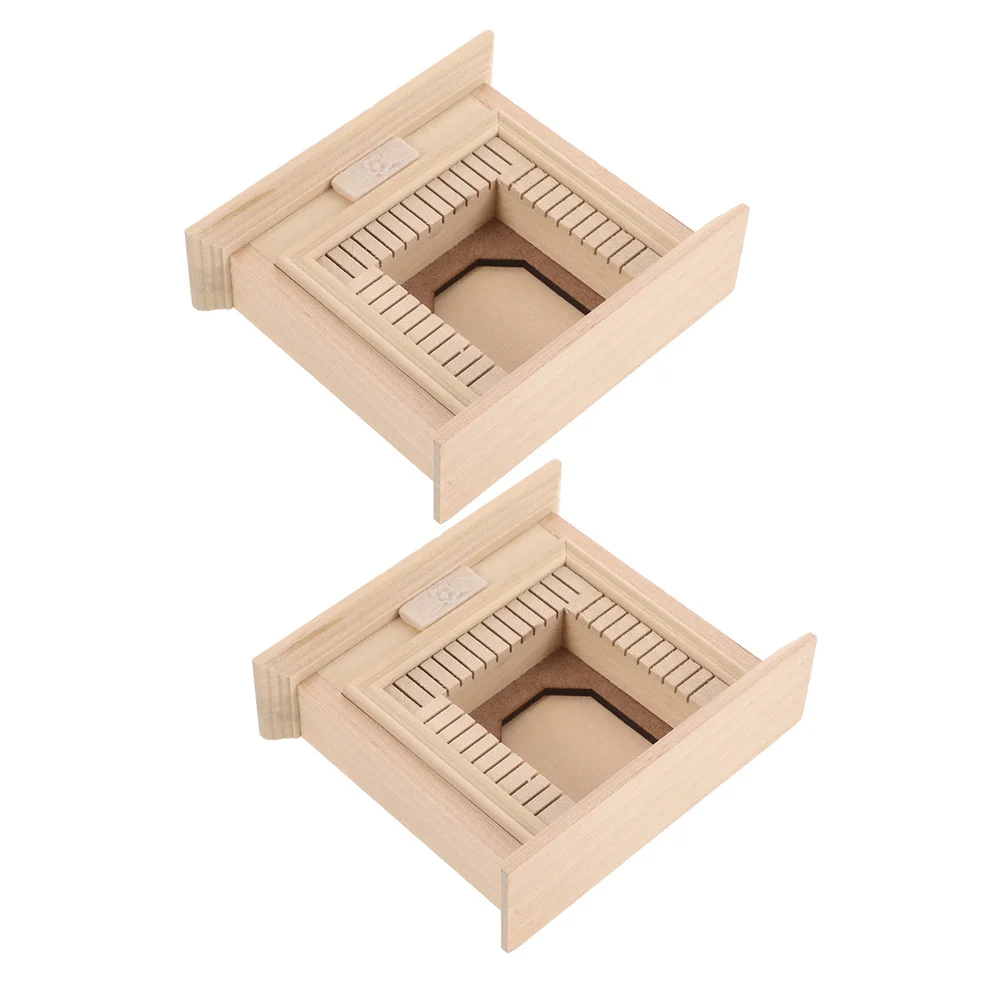 

2 Pcs Wooden Fireplace Furniture Miniature for Lawn Decorative Simulation Accessories Scenery Props