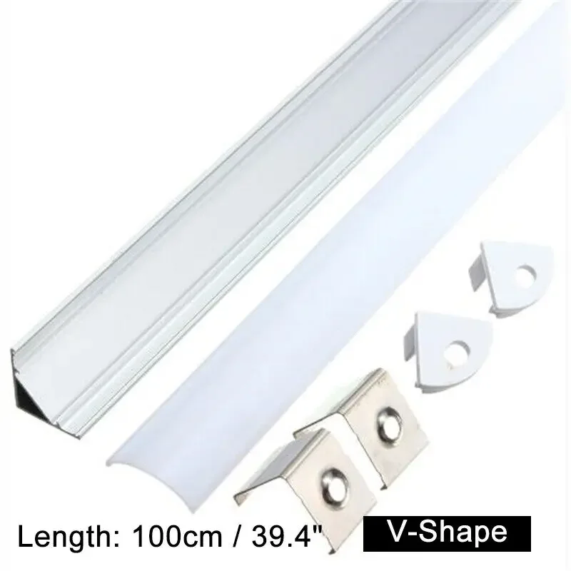 

Алюминиевый LED-профиль 100 см (U/V/YW-образный) для светодиодной ленты, 20 шт., ширина 1,8 см, для подсветки под шкафами, ночников, кухонных светильников