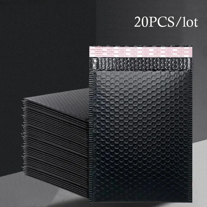 20 Pcs Black Bubble Packaging Envelope Mailing Envelopes Mailer Poly Green Envelope for Shipping Self Seal Bubble Bag Padding