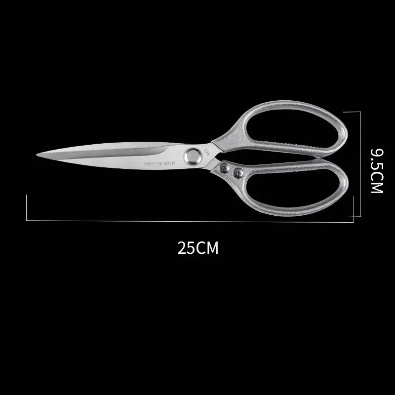 Extended Kitchen Scissors for Fish Killing, Stainless Steel Bone Scissors, Multi-functional Roasting Large Scissors WY9195