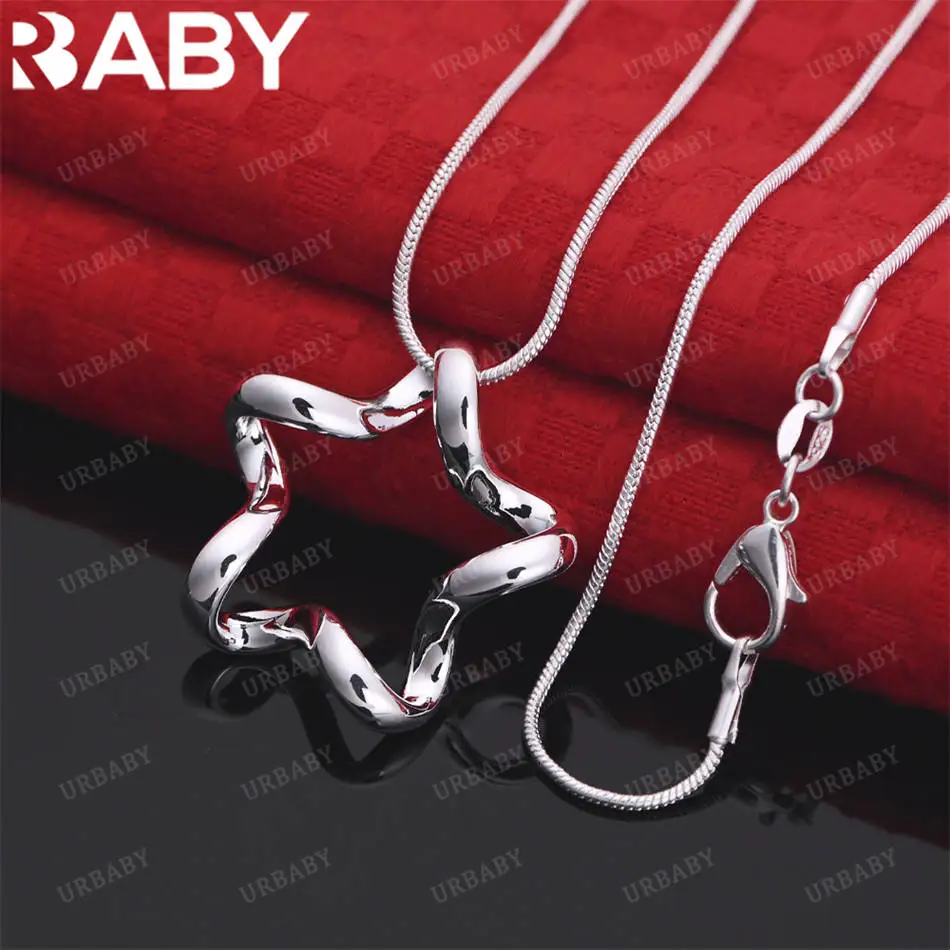 

URBABY 40-75cm 925 Sterling Silver Irregular Lines Pendant Necklace For Women Anniversary Gift Popular Wild Fashion Romantic