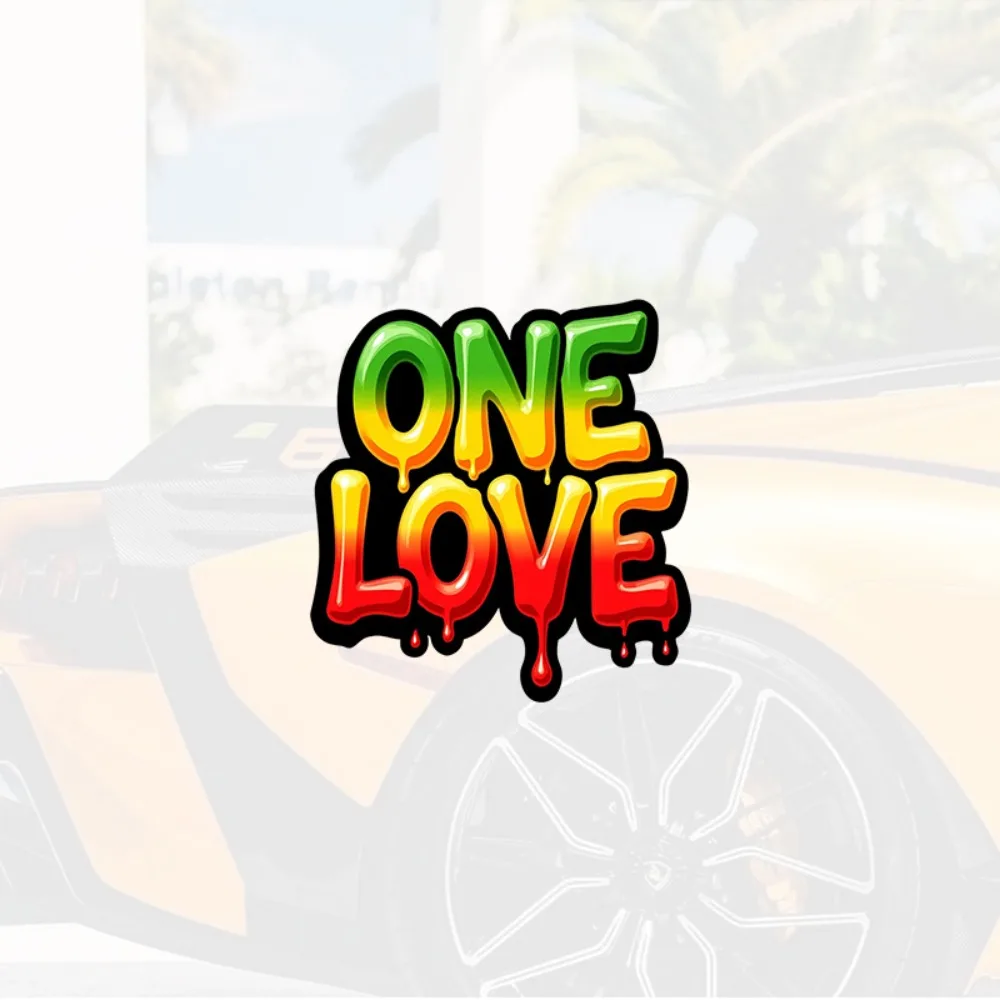 

vibrant ONE LOVE dripping text pattern PVC sticker for smooth surfaces ideal cars laptops mugs windows and more creative