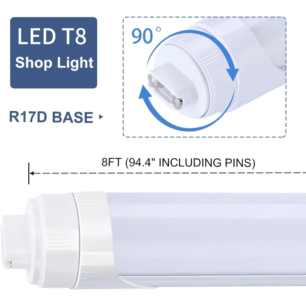 تدوير 8FT 2 دبوس R17D LED أنبوب ضوء 45 واط 5400LM 6000 كيلو ثنائي نهاية كوابح الطاقة تجاوز حياة طويلة كفاءة في استخدام الطاقة #2