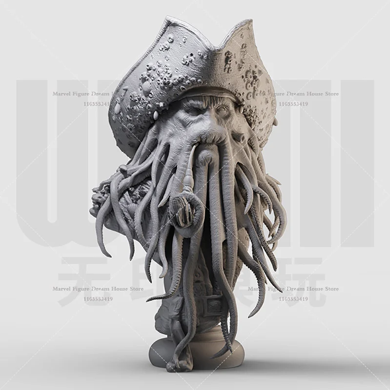 1/16 1/10 1/6 Scale Caribbean Pirate Ghost Ship Captain Davy Jones Fantasy Adventure Movie 3D Resin Un-panited Male Bust Model