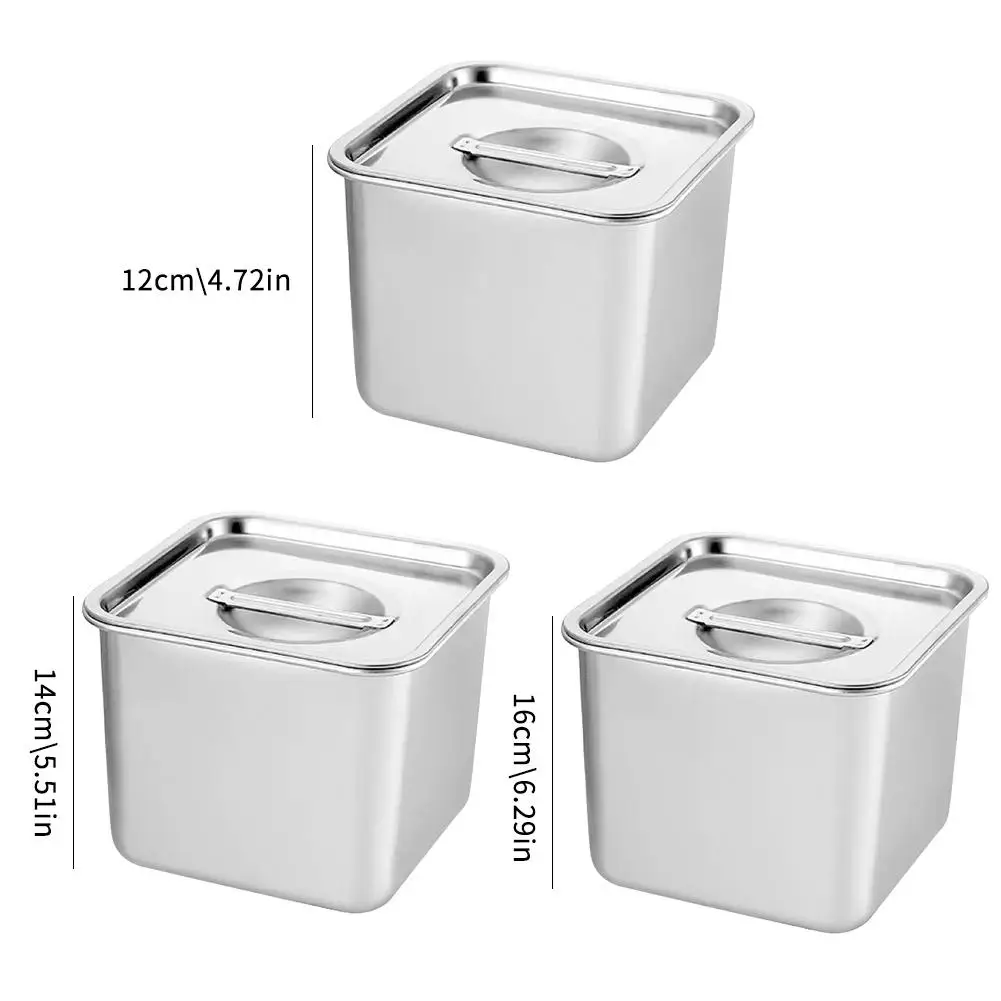 Square Basin Rectangle Tray Basin With Lid GN Pan Stainless Steel Food Pan Chafing Buffet Restaurant Milk Tea Shop Seasoning Box