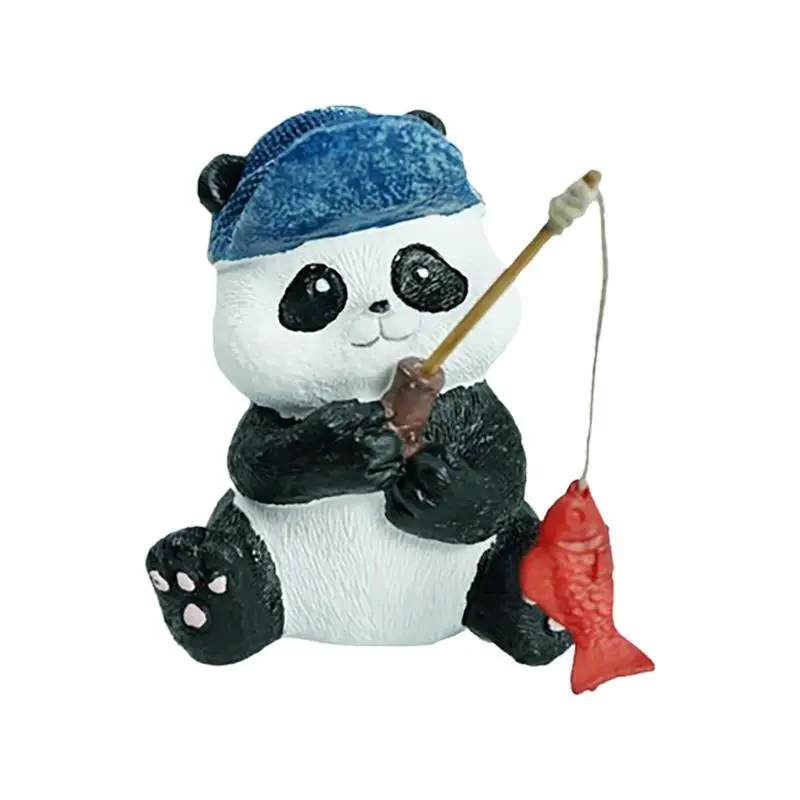 

Funny Fishing Panda Statues cute Panda Garden Sculpture Flower Pot Landscape home Fish Tank Landscaping Art Ornament