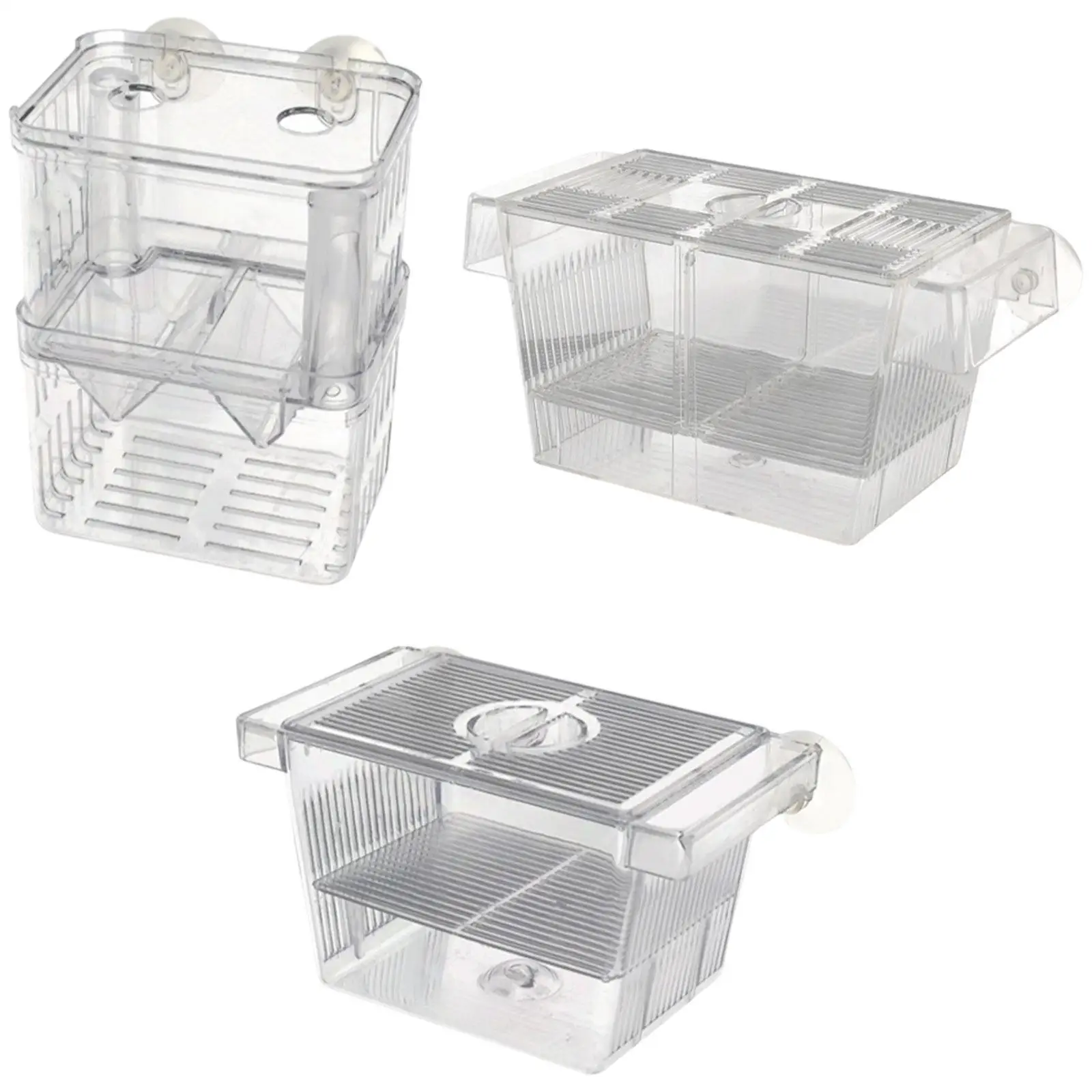 Caja para cría de peces de acuario, caja para incubar con separador de ventosas, incubadora flotante transparente para pez payaso Betta