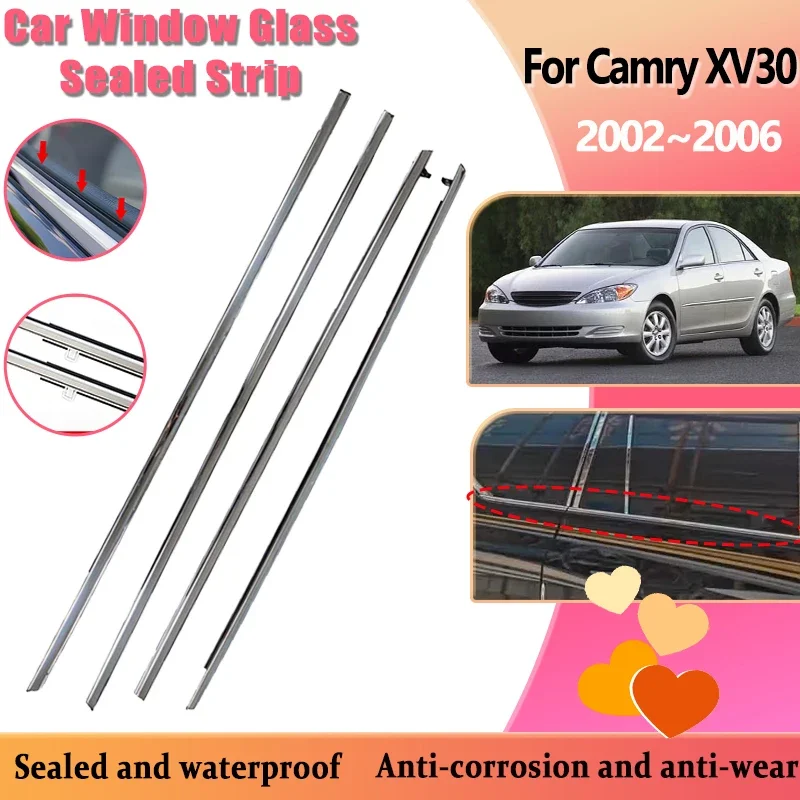 

Car Window Weatherstrip For Toyota Camry XV30 2002~2006 2005 Door Glass Sealed Strip Chrome Waterproof Sealing Belt Accessories