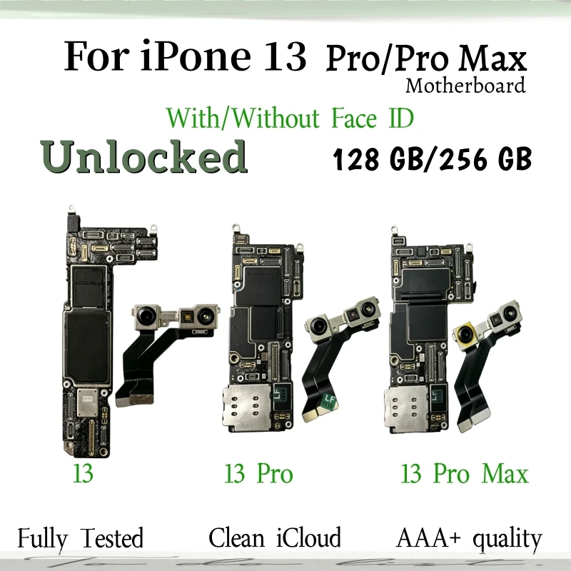 Unlocked Logic Board For iPhone 13 Pro Max 13Pro Clean iCloud Motherboard With/No Face ID Support Update Replacement Mainboard