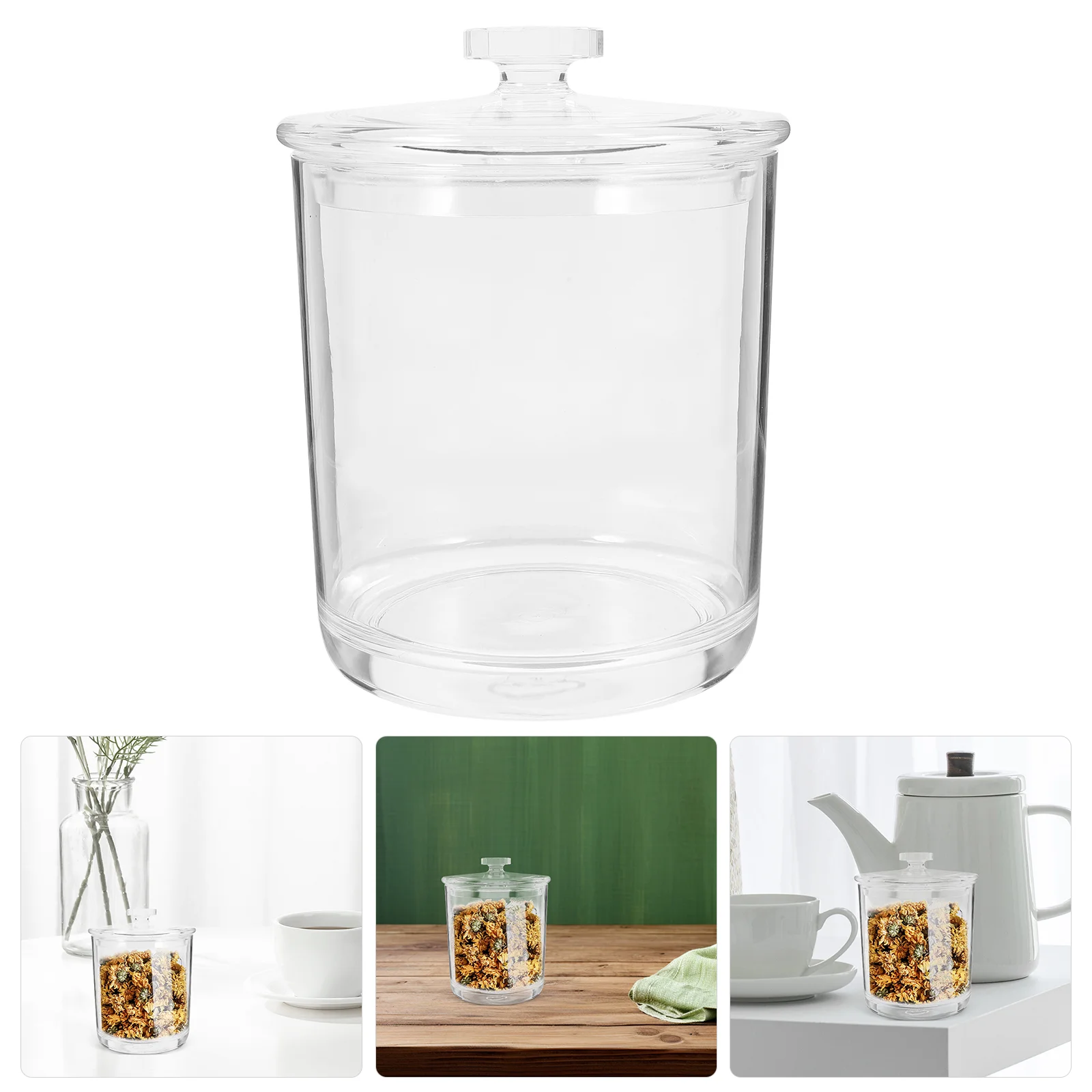 

Multipurpose Storage Jar 950ml Transparent Acrylic Canister Airtight Food Container Decorative Kitchen Sugar Tea Cookie Holder