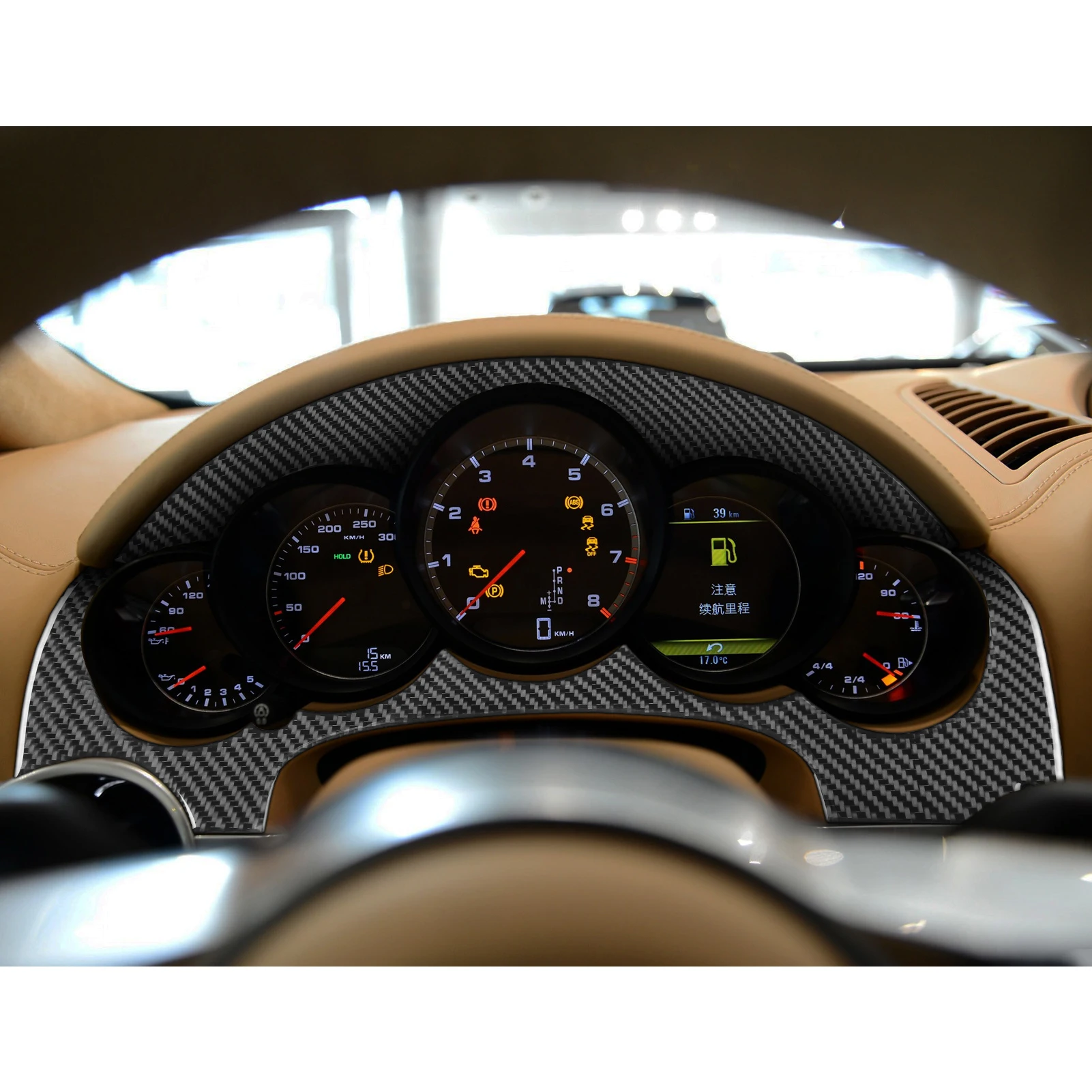 For Porsche Cayenne 958 92A 2011-2017 Carbon Fiber Dashboard Speedometer Frame Panel Cover Trim Car Accessories Interior Sticker - view 2