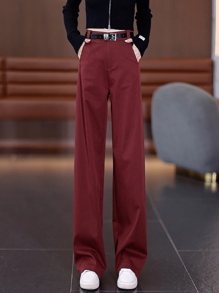

Ankela High Waist Straight Leg Cotton Lyocell Wide Leg Pants Women's Spring Autumn New Style Slimming Casual Trousers