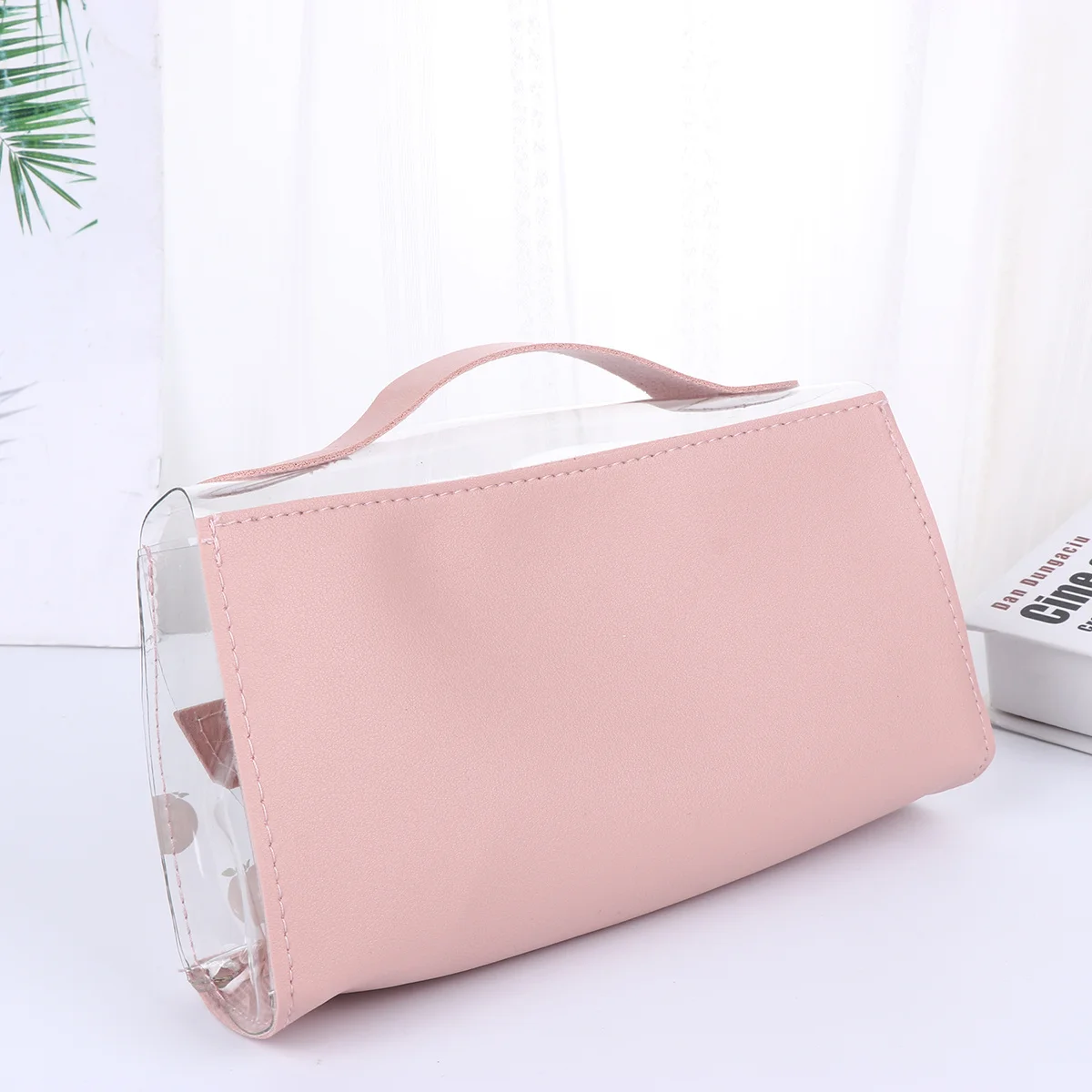 

Creative Transparent Pencil Case Pink Large Capacity Easy Clean PU PVC Pencil Bag Pen Storage Travel Makeup Pouch for Kids Women