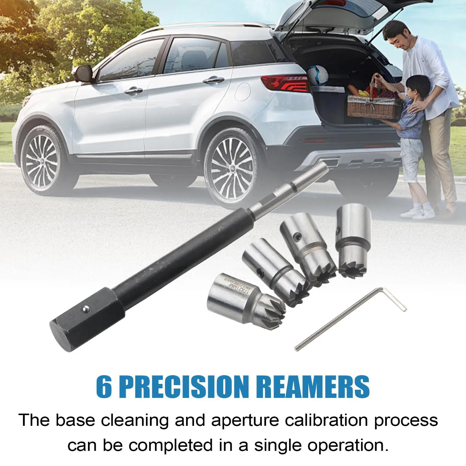 Injector Cleaner Kit Injector Seat Cleaning Set Multifunctional Set of 6 Reamers for Marine Motorcycle Lawnmower Racing view 3
