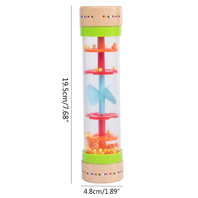 Hochet en bois Rainmaker, jouet perlé, gouttes pluie, Tube sablier, Mini jouets musicaux N84E