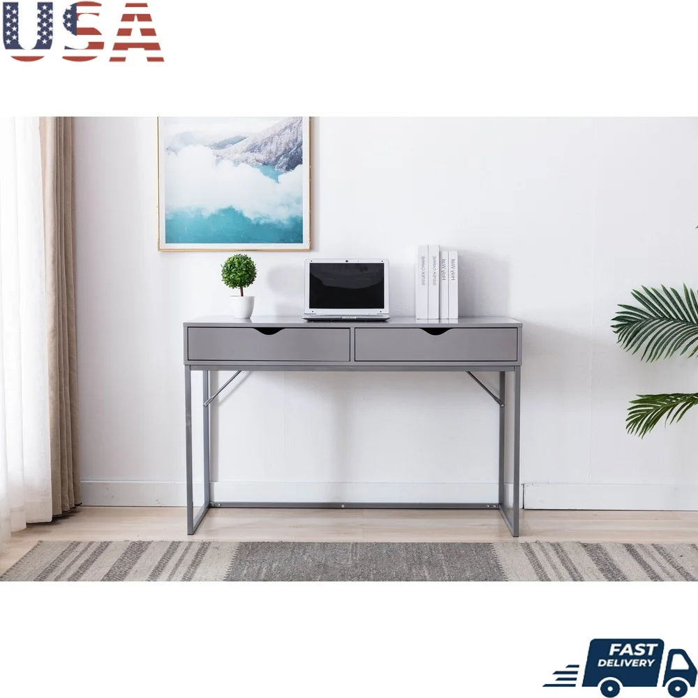 

Compact Contemporary Writing Desk with Storage Drawers Home Office Desk Sturdy Construction Easy Maintenance Design