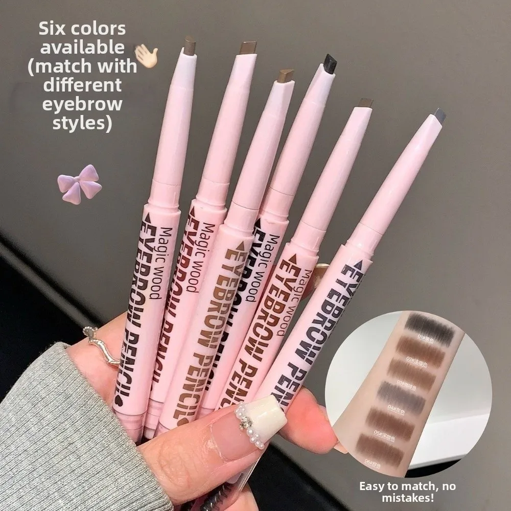 Natural Shade Dual-Ended Eyebrow Pencil 6 Colors Available Retractable Eyebrow Makeup Pencil with Brush Long-Lasting