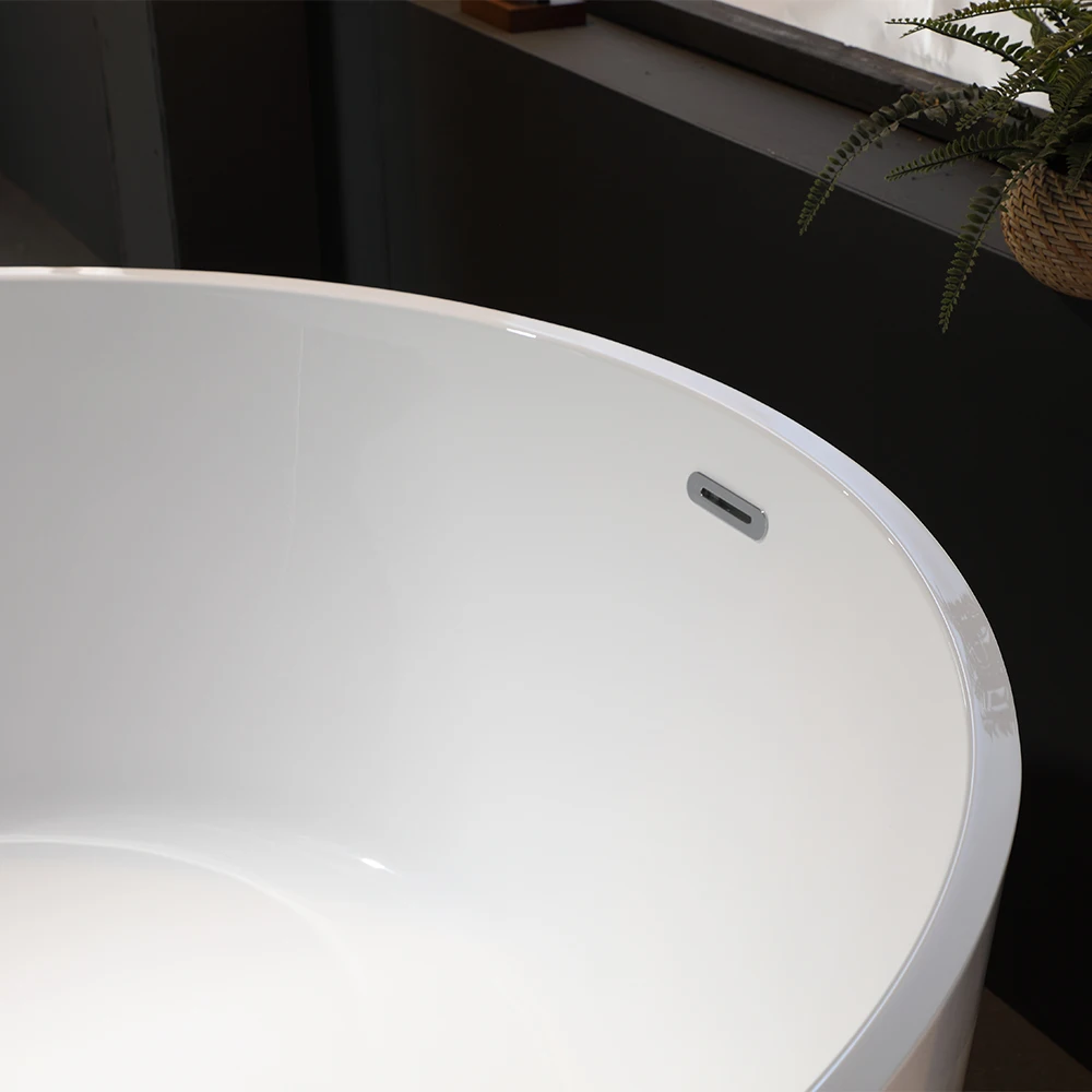 حوض استحمام قائم بذاته لحمام الفندق، سطح صلب داخلي مستدير من الأكريليك للبالغين #5