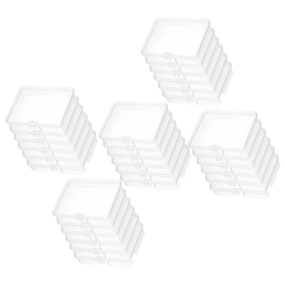 30 Pcs Transparent Bead Box Mini Storage Cases Empty Hinged Lid Container Containers for Organizing Clear Plastic Cover