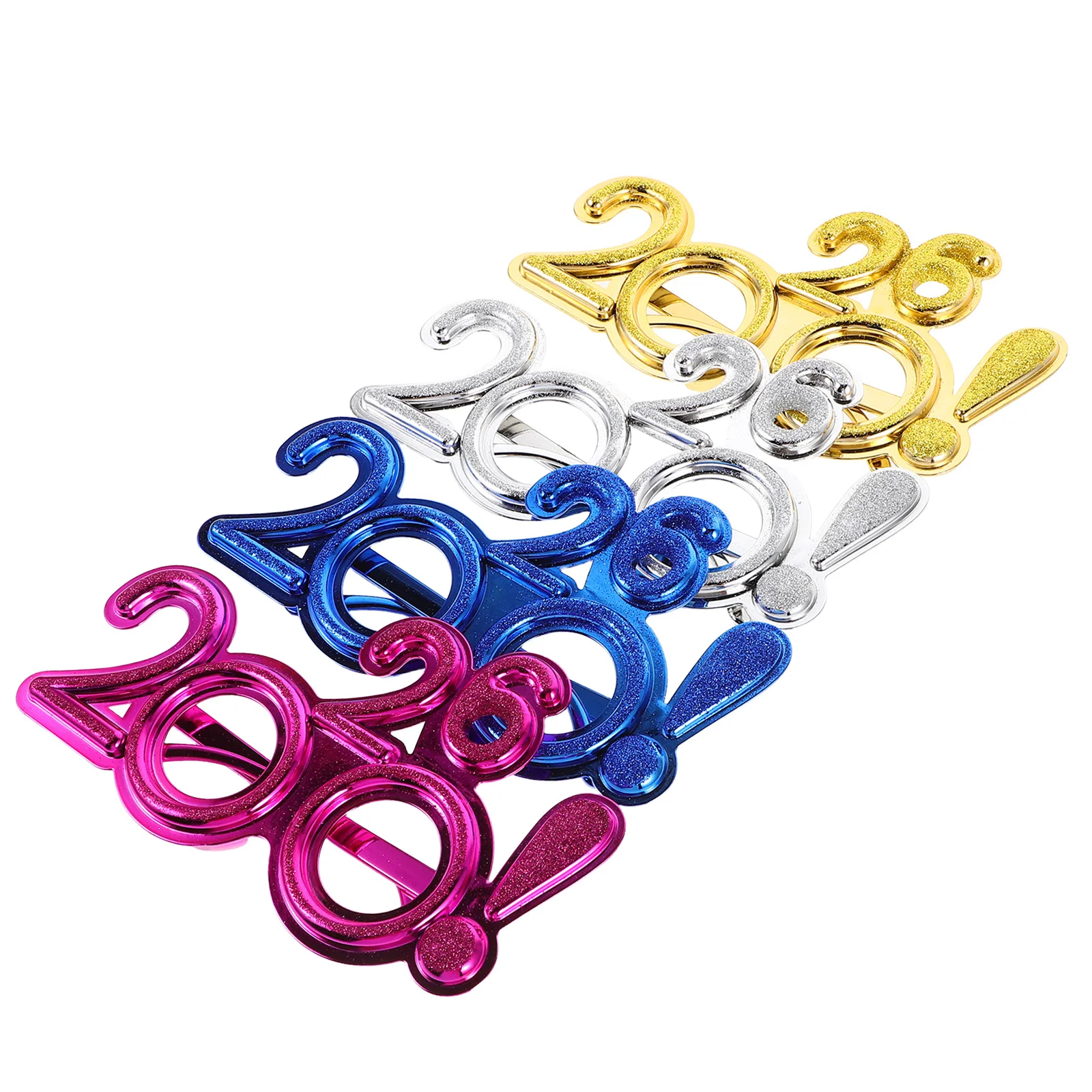 

4Pcs Party Festival Glasses Decorative New Year 2026 Plastic Photo Booth Props Fun Eyewear Fun Glasses for Party
