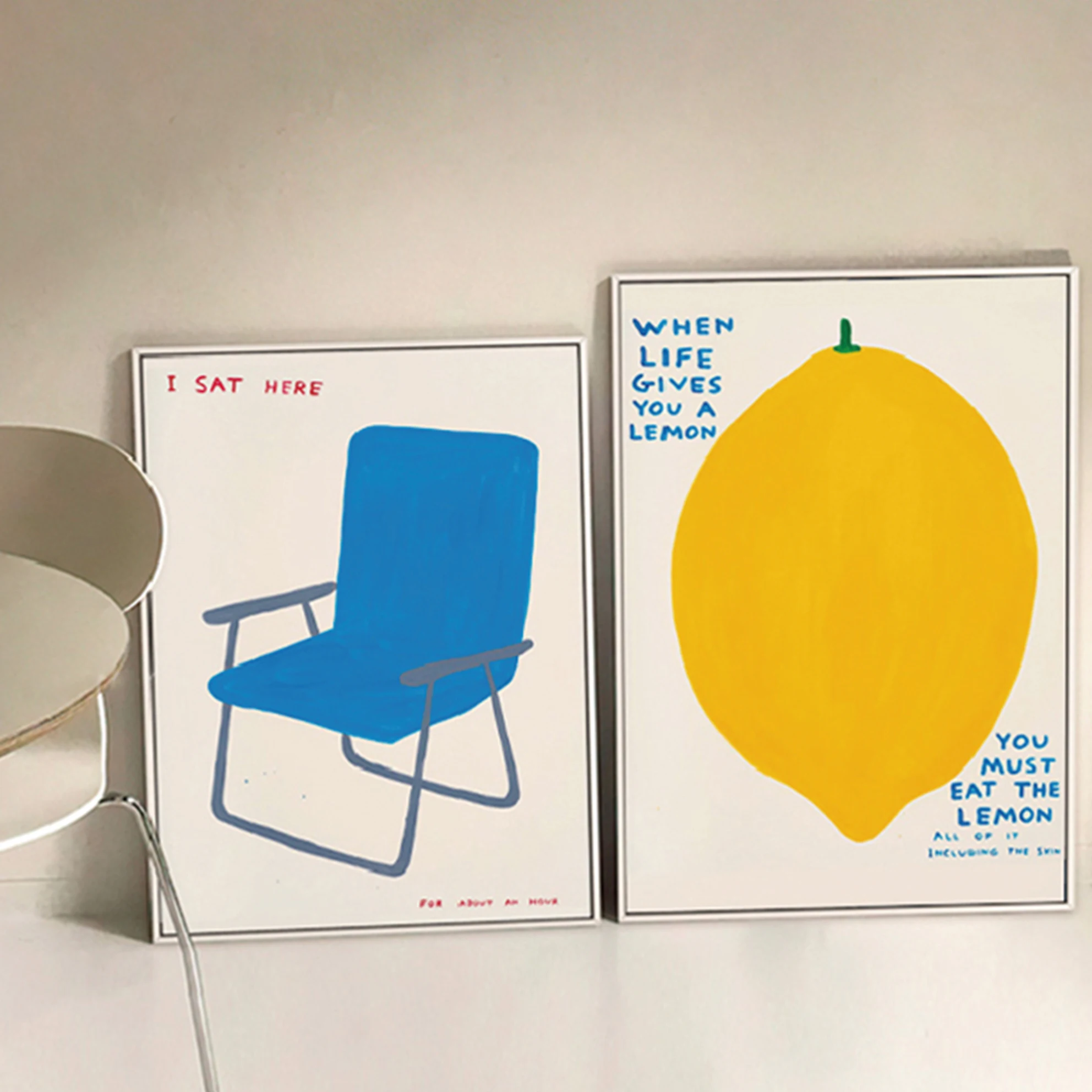 

Nordic Simple Orange Lemon Blue Chair Floor Korean Wall Art Canvas Painting Posters Picture For Living Room Bedroom Home Decor