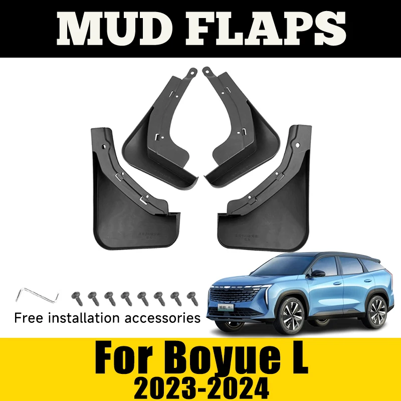 

4PCS Rear Mudguard For Geely Boyue L Starray Atlas 2023 2024 ABS Fender Front Rear Flaps Splash Guard Car Accessories Muds Flaps