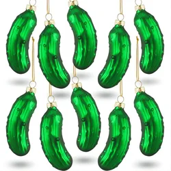 Christmas Pickle Tree Ornament, Glass Blown Green Pickle Hanging Ornaments For Christmas Holiday Tradition Decor Party Favor