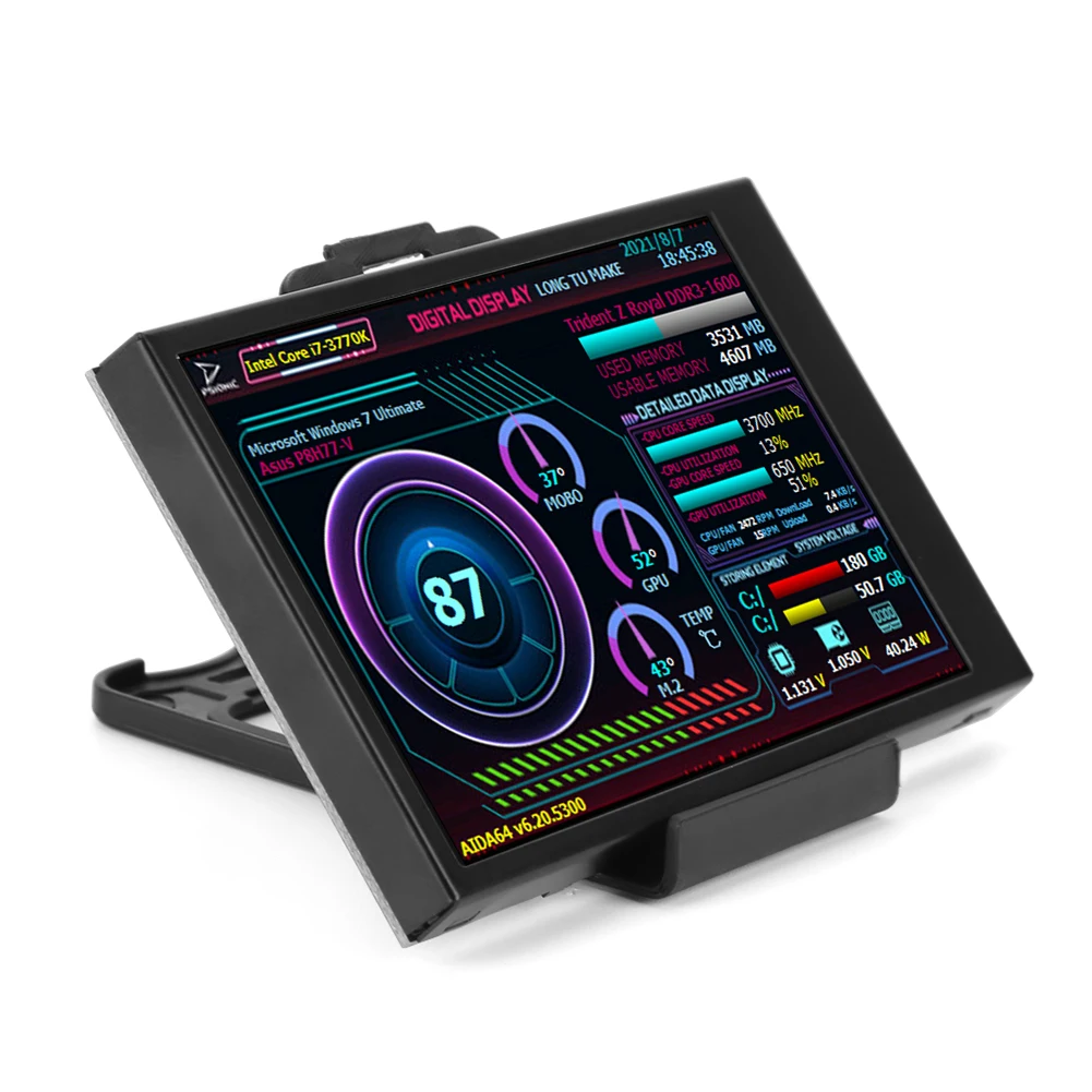 شاشة عرض مجانية لمحرك الأقراص AIDA64 واجهة مزدوجة من النوع C ، شاشة LCD صغيرة لأجهزة الكمبيوتر الشخصي ، هيكل ITX ، وحدة المعالجة المركزية ،