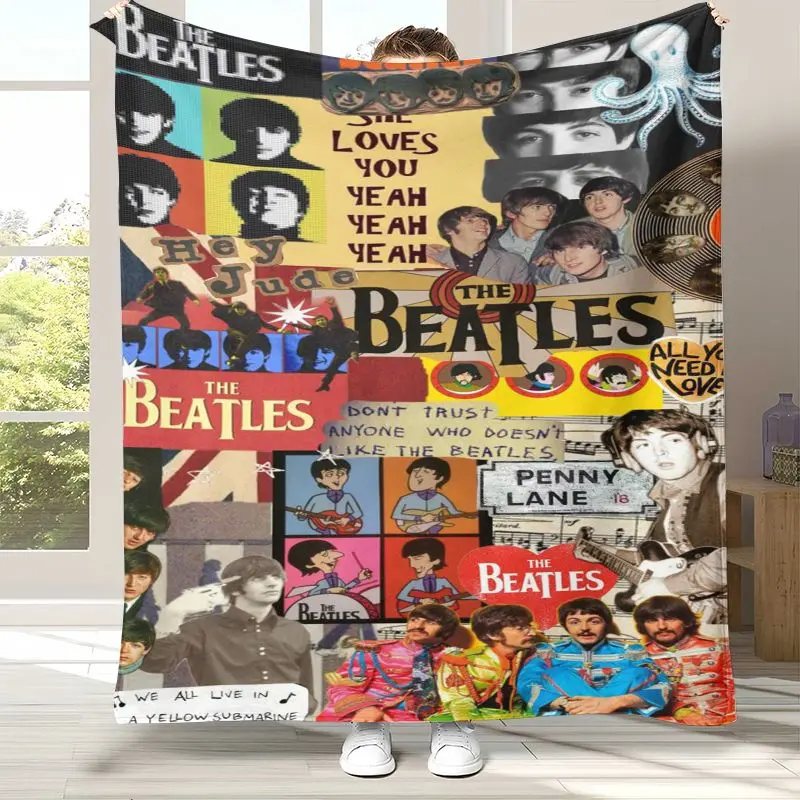 Vintage Fab Four The B-Beatles Abbey Road Rock Band Flannel Throw Blanket,Cozy Warm Blanket for Bed,Sofa,Living Room,Home Decor