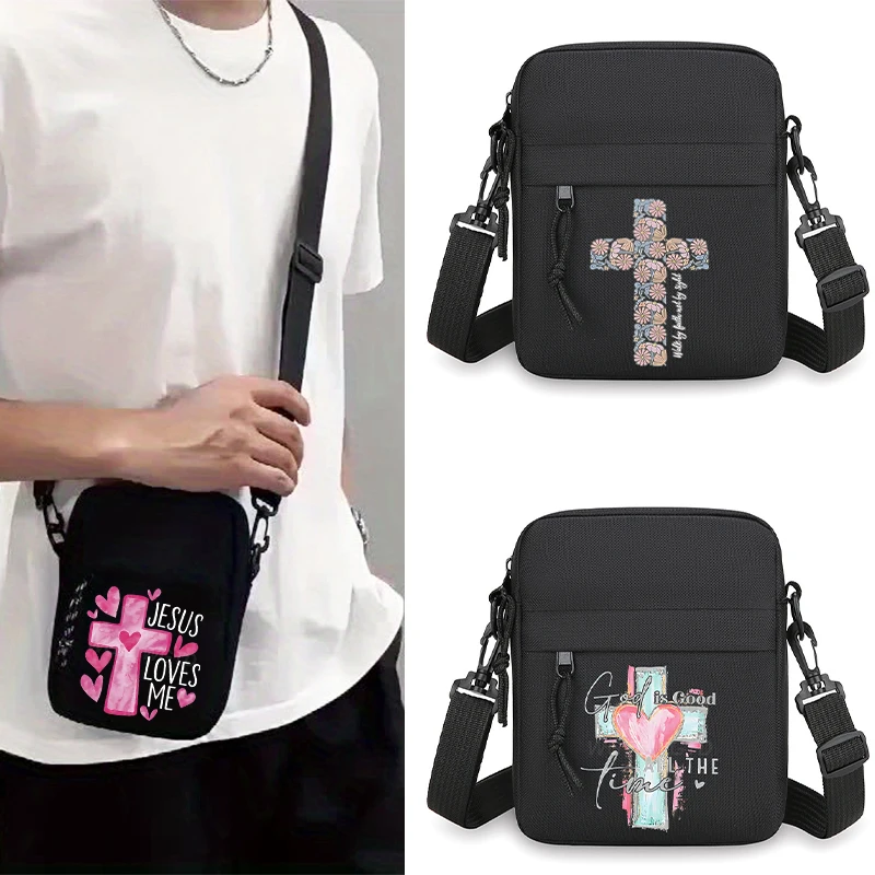 

Сумка через плечо Y2K с дизайном креста Иисуса для мужчин и женщин, с регулируемыми ремнями, для повседневного использования, маленькая сумка-мессенджер в христианском стиле