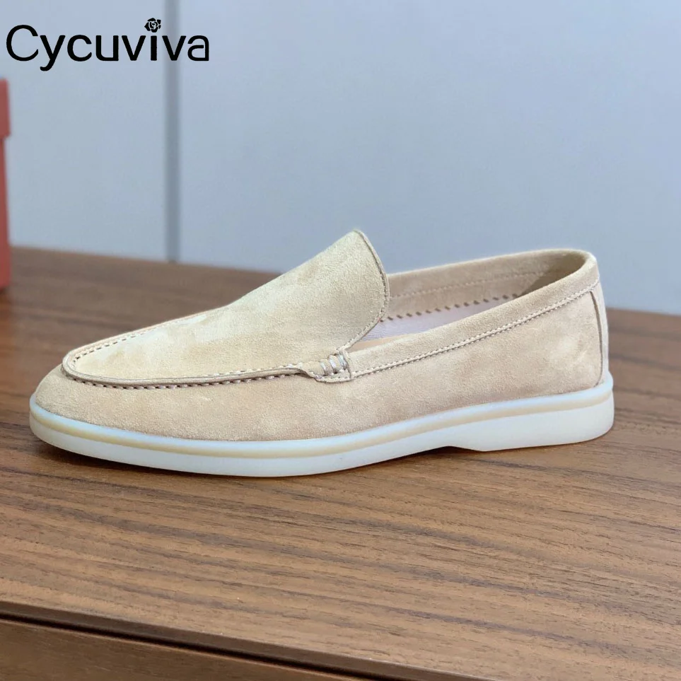 2024 Hot KidSuede Spring Summer Walk Loafers Mules Women Round Toe Slip On Penny Flat Shoes Unisexy Casual Shoes for Man Woman