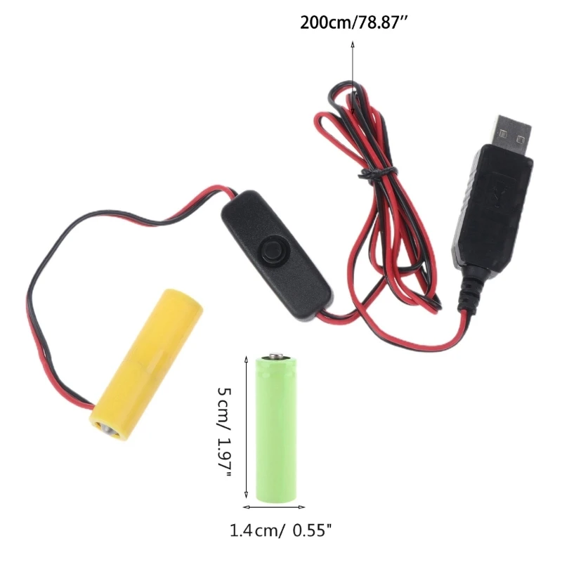 USB to 3V (2x1.5V) LR6 AA Battery Eliminators Cable Switches for LED Light Dropshipping image 6