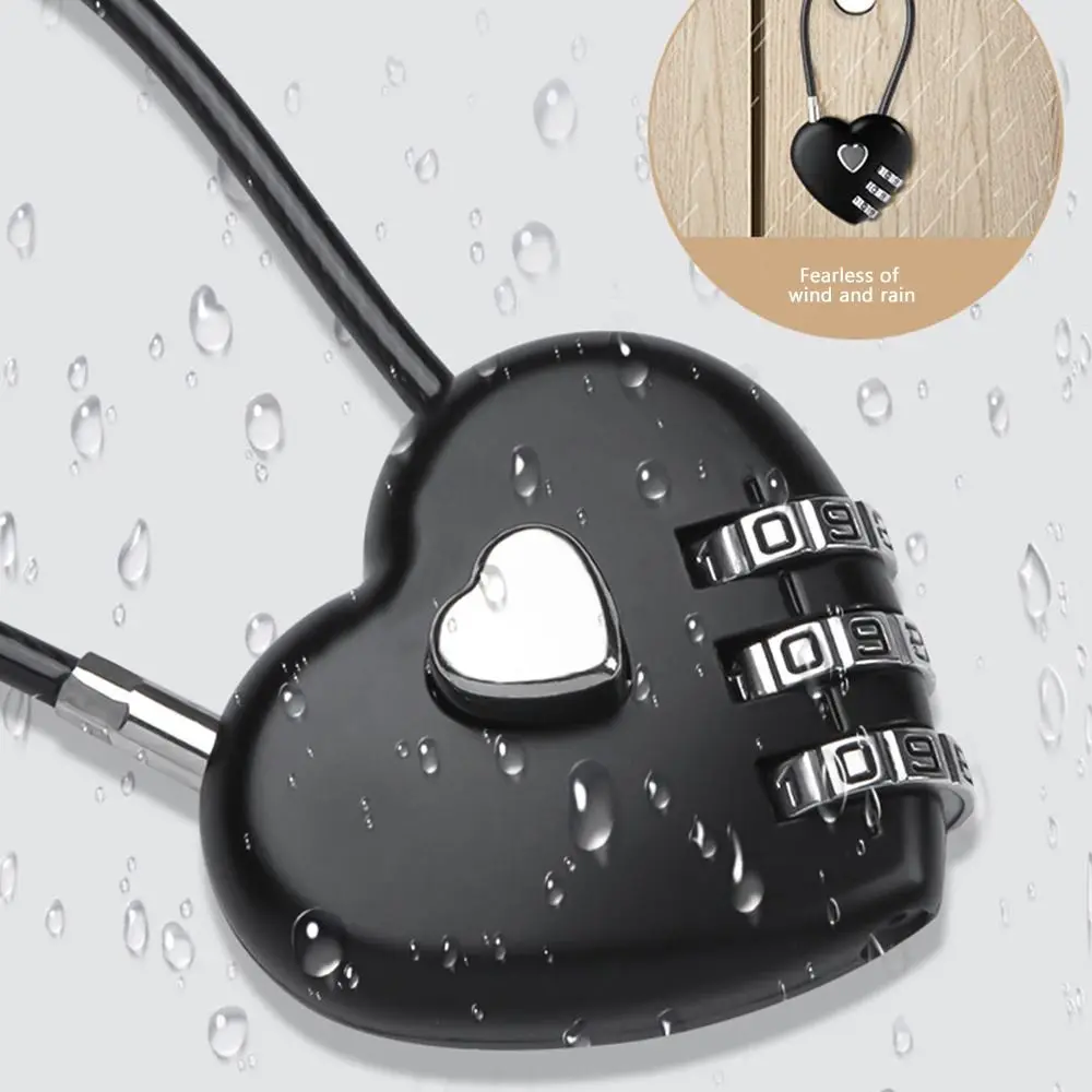 Herramienta de seguridad estilo corazón amor contraseña bloqueo 3 dígitos contraseña código candado cerradura concéntrica mochila