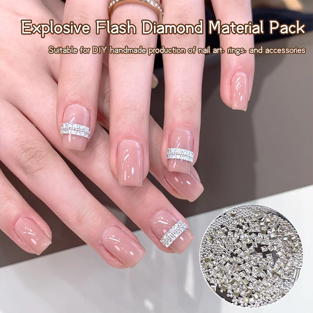 Kaniu Flash Diamond Materialpaket 3D Herzförmige Zirkon-Nagelkunst DIY-Dekorationen