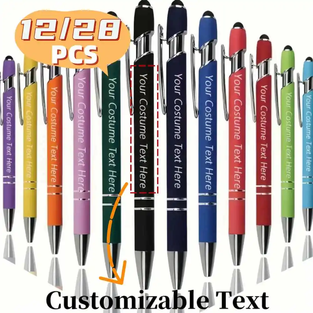 

12/28pcs Customizable Metal Ballpoint Pens Business Office Meeting Signature Pens School and Corporate Gifts Hotel Conference