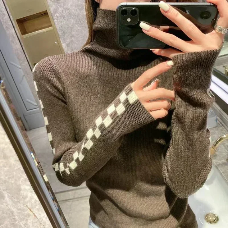 Neploe 2022 Herbst Neue Alle-spiel Pullover Frauen Einfache Rollkragen Bodenbildung Tops Frauen Y2k Langarm Gestrickte Pullover