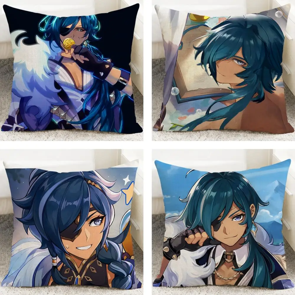 Character Kaeya Cushion Cover Cushion Covers Natural Linen Breathable Sofa Bedroom Decor Pillowcase