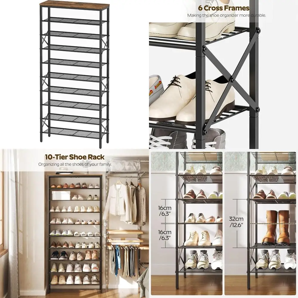 

10-уровневая полка для обуви большой емкости на 40 пар, прочный и устойчивый органайзер для хранения вещей для прихожей, прихожей, шкафа, общежития