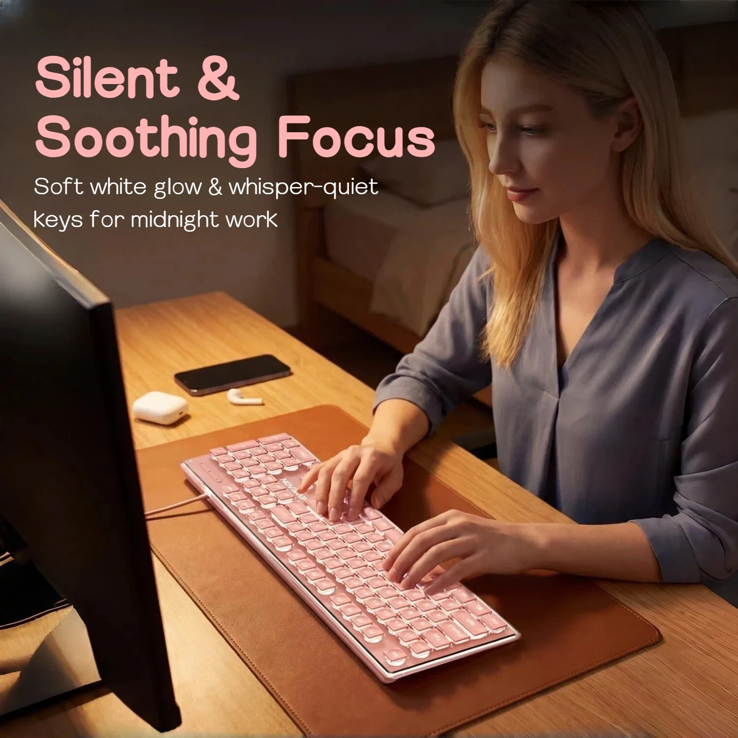 Teclado LED com Fio, 104 Tecla - English Home Office avaliação e preço