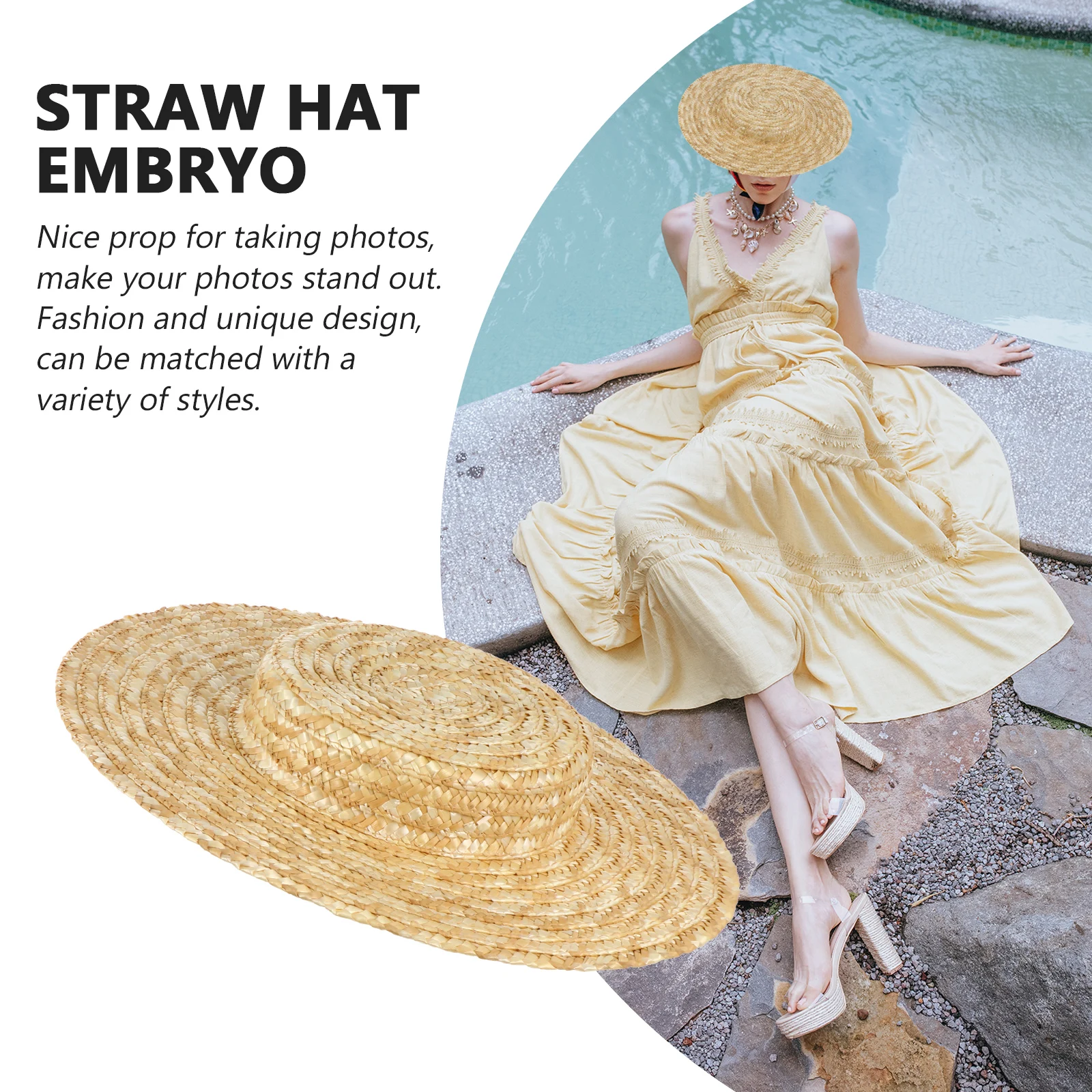 

Summer Women Straw Sun Hat Foldable Durable Beach Cap Wide Brim Fashion Practical Photo Prop Unique Design Charm St Out Hats