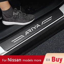 Scuff Plate Carbon Fiber Car Door Threshold Pedal Stickers For Nissan Almera Altima Ariya  Armada Bluebird Kicks Lafesta Livina