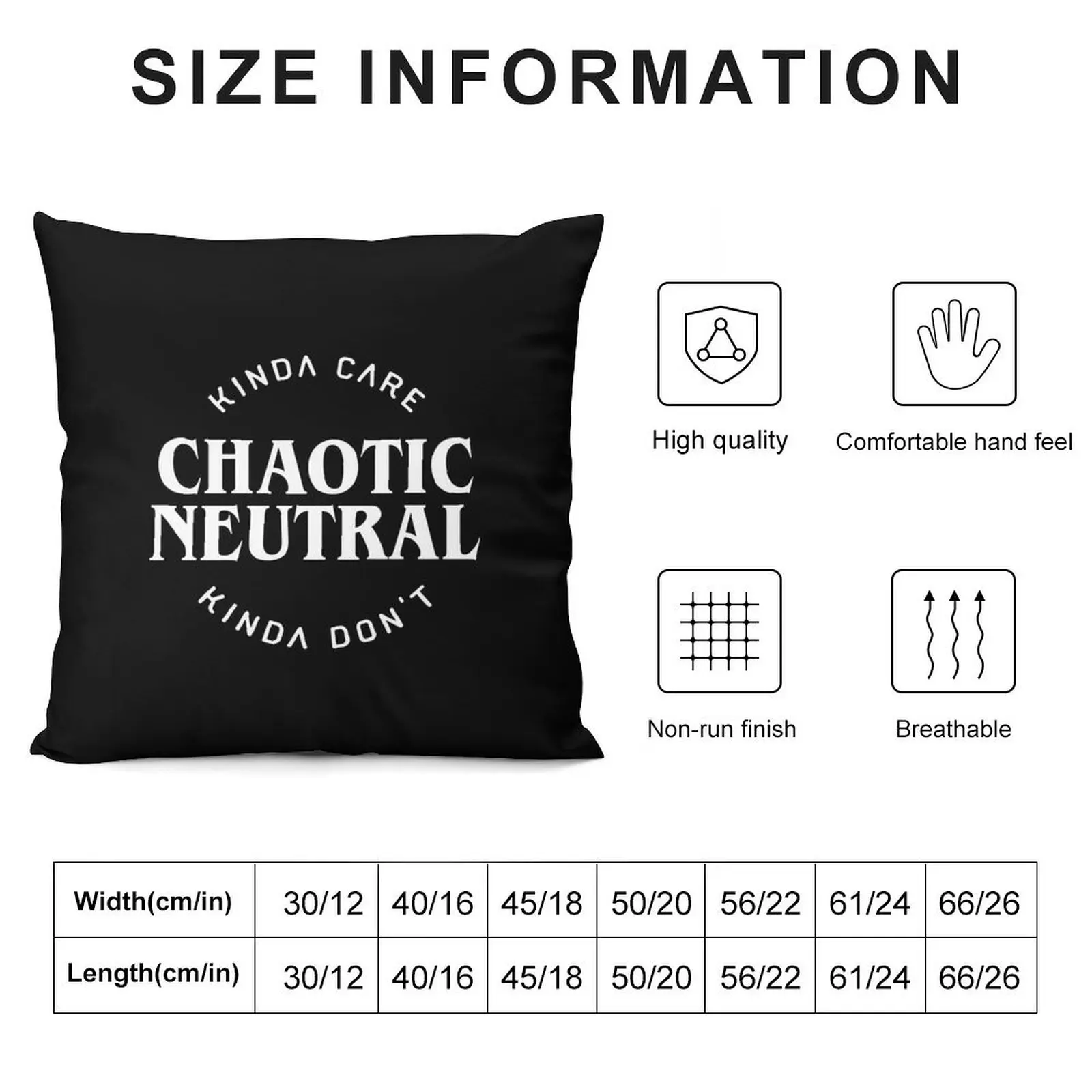 Chaotic Neutral Alignment Kinda Care Kinda Don't Funny Quotes Throw Pillow Cushions For Decorative Sofa Pillow Case pillow