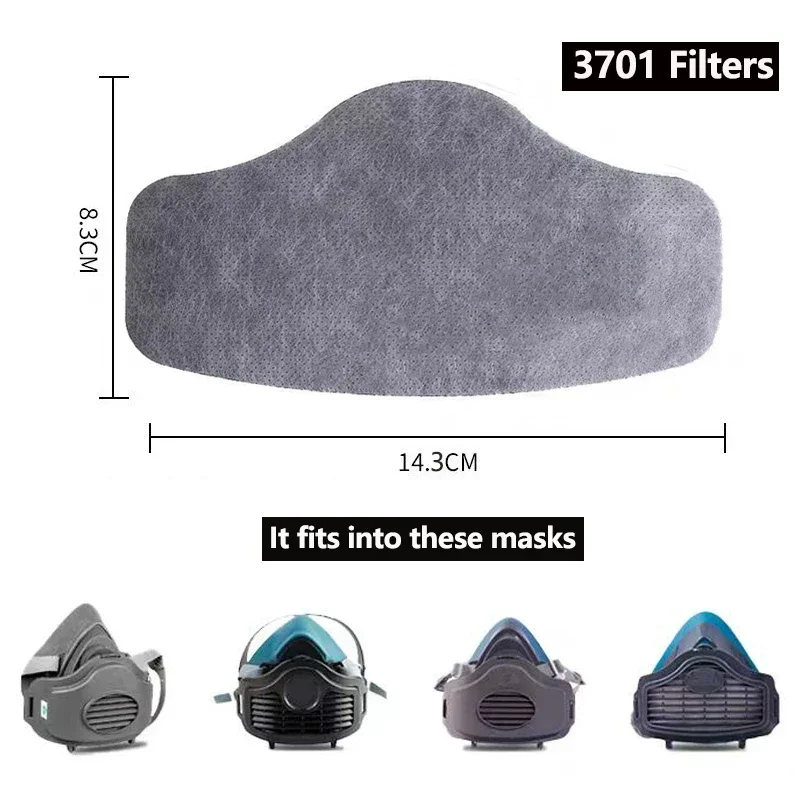 Thick PM 2.5 3701 Filters Activated Carbon Anti-Dust Filter Compatible For 3200 Spray Painting Mining Woodworking Wall Sanding