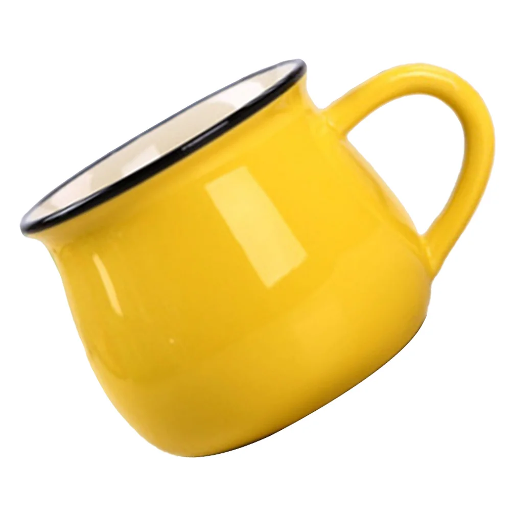 

1Pcs Ceramic Coffee Mug Bright Yellow Household Tea Cup Ideal Gift Drinking Cup for Coffee Milk Juice Café Mug