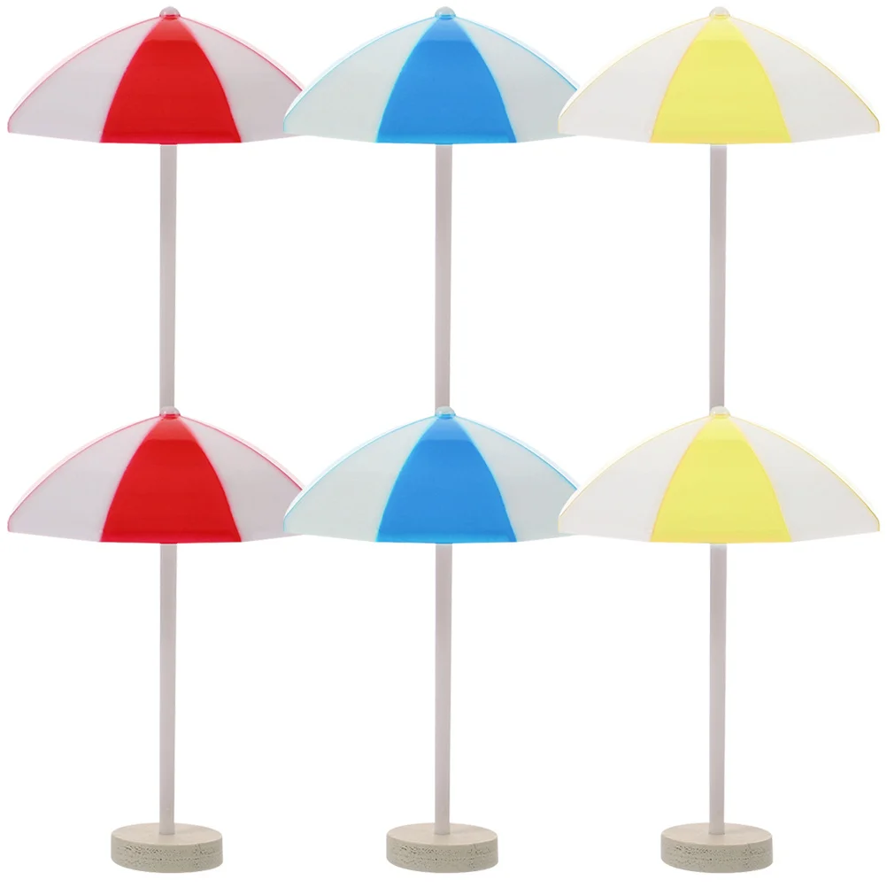 6pcs Mini Beach Umbrella Micro Landscape Decor For House Diy Accessories Kids Plant Potted Scene Party Bar Garden Sandbox