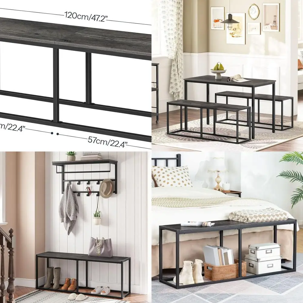 

Промышленная кухонная скамейка со стальным каркасом 47,2 г., простая сборка, темно-серый и черный, для обеденных помещений BC12CD01