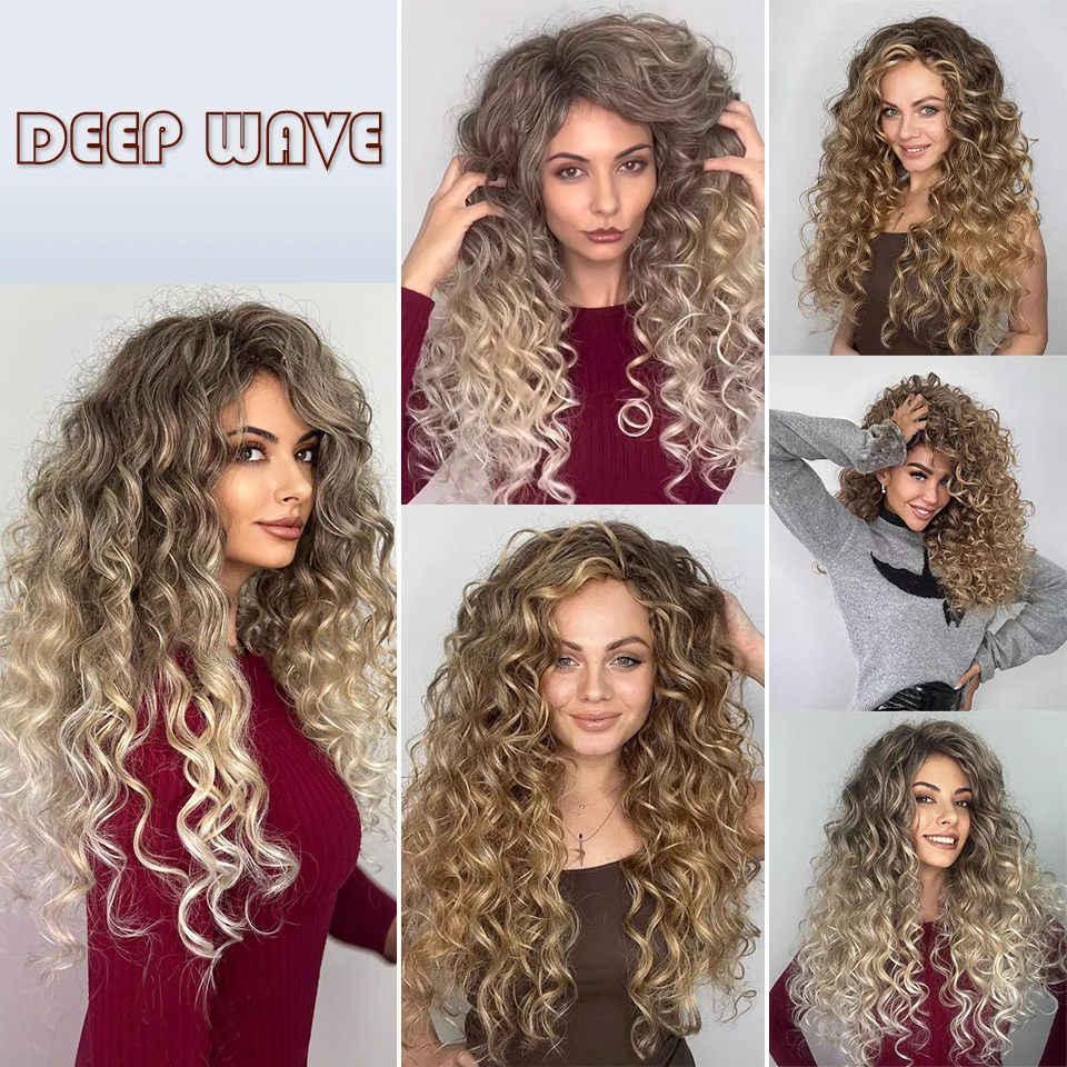 Deep Wave Twist Braiding Hair Extensions For Women High Quality Synthetic Crochet Braids Hair 24 Inch Ombre Bug Brown Afro Curls