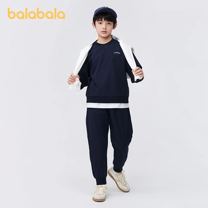 Balabala Long-Sleeve Suit Stylish 2024 New Spring Edition Boys and Girls Hoodie Suit Sportswear