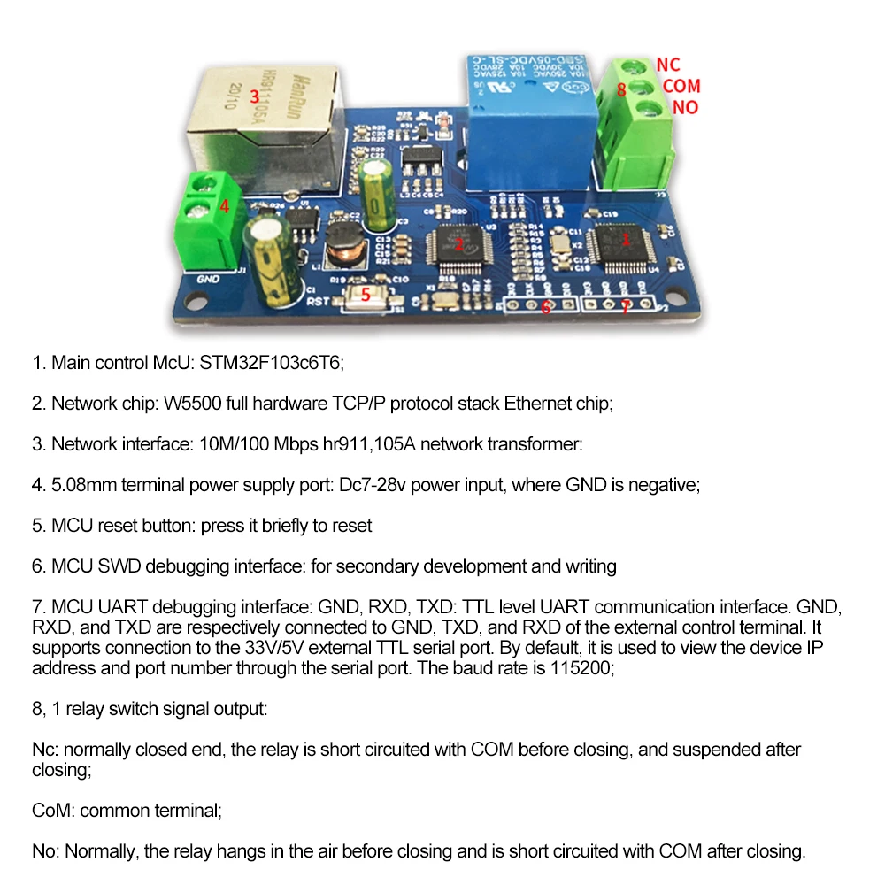 Ethernet Relay Module MQTT Modbus RS485 Digital Input Web Access Control Board CoAP Ethernet LAN control 1 channel output